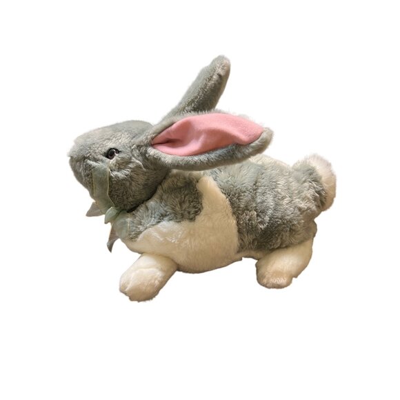 Vintage Sun Point Ltd Plush Bunny Rabbit Stuffed Animal Realistic Gray White 16" - Picture 2 of 5